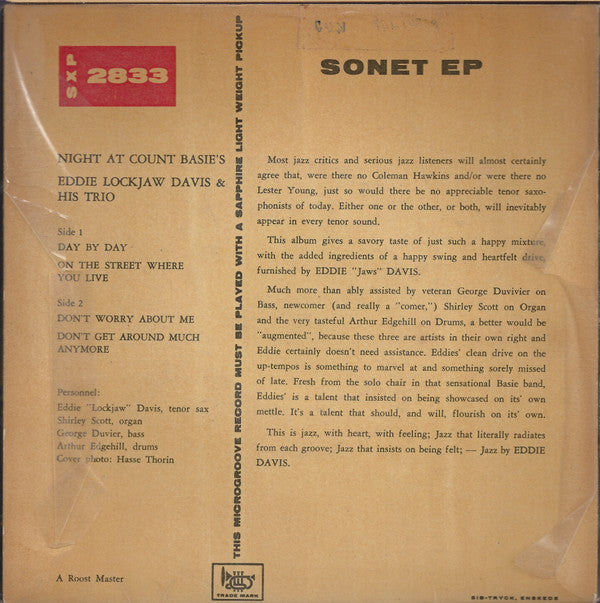 Eddie "Lockjaw" Davis Trio : Night At Count Basie's (7", EP)