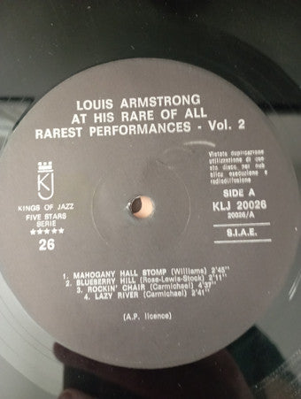 Louis Armstrong : Here Is Louis Armstrong At His Rare Of All Rarest Performances Vol. 2 (LP)