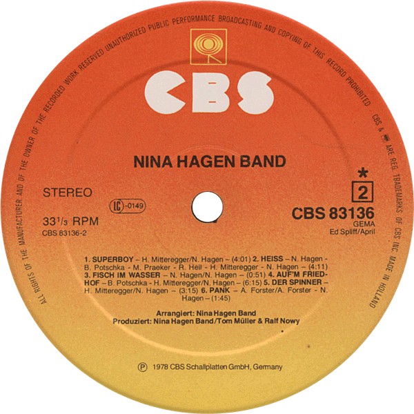 Nina Hagen Band : Nina Hagen Band (LP, Album)