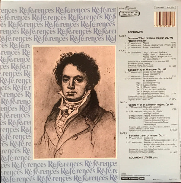 Ludwig van Beethoven, Solomon (6) : Les Quatre Dernières Sonates N° 29 "Hammerklavier", Et N° 30, 31, 32 (2xLP, Album, Comp, Mono, Gat)