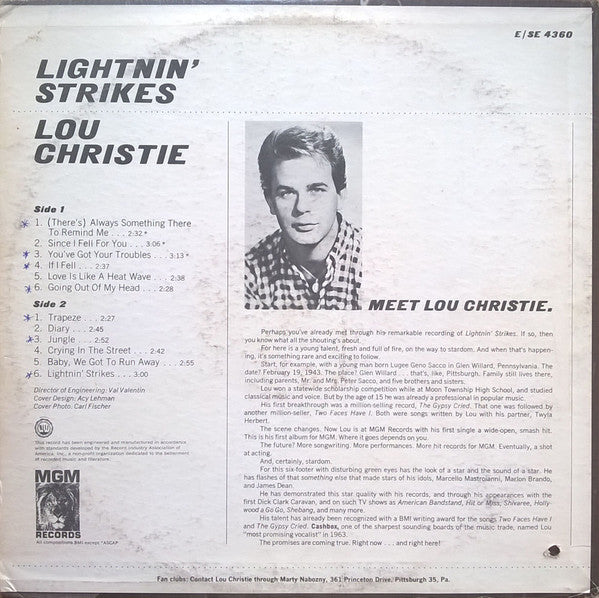 Lou Christie : Lightnin' Strikes (LP, Album)