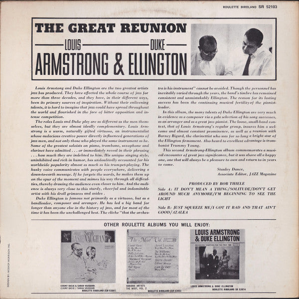 Louis Armstrong & Duke Ellington : The Great Reunion Of Louis Armstrong And Duke Ellington (LP, Album, RE)