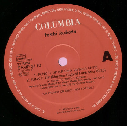 Toshinobu Kubota : Funk It Up (12", Promo)