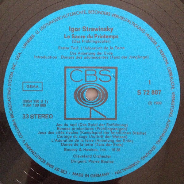 Pierre Boulez Dirigiert Igor Stravinsky - The Cleveland Orchestra : Le Sacre Du Printemps (LP)