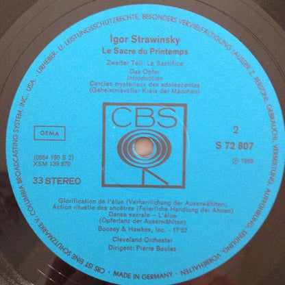 Pierre Boulez Dirigiert Igor Stravinsky - The Cleveland Orchestra : Le Sacre Du Printemps (LP)