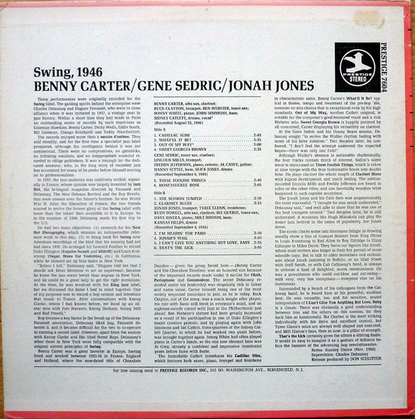 Benny Carter / Gene Sedric / Jonah Jones : Swing, 1946 (LP, Comp)