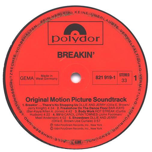 Various : Breakin' (Original Motion Picture Soundtrack) (LP, Comp, Pap)