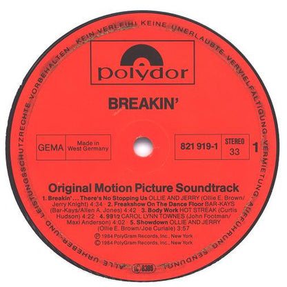 Various : Breakin' (Original Motion Picture Soundtrack) (LP, Comp, Pap)