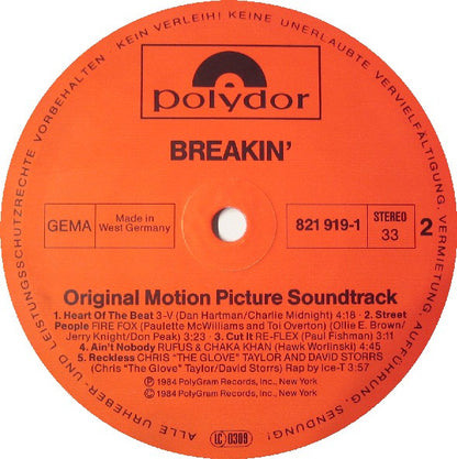 Various : Breakin' (Original Motion Picture Soundtrack) (LP, Comp, Pap)