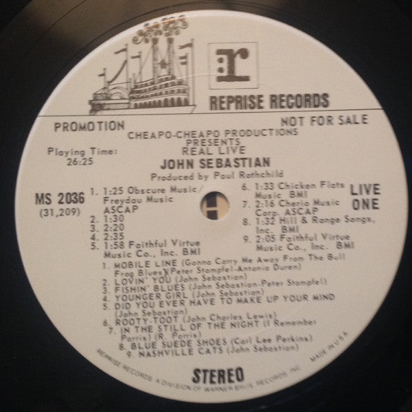 John Sebastian : Cheapo-Cheapo Productions Presents Real Live (LP, Album, Promo)