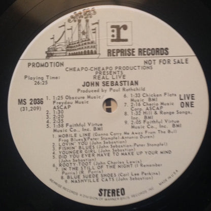 John Sebastian : Cheapo-Cheapo Productions Presents Real Live (LP, Album, Promo)