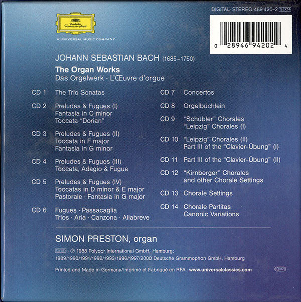 Johann Sebastian Bach, Simon Preston : The Organ Works = Das Orgelwerk (14xCD, Comp + Box)