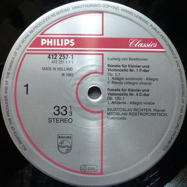 Ludwig van Beethoven - Mstislav Rostropovich, Sviatoslav Richter : The Sonatas For Piano And Cello (2xLP, Album, RE, Gat)