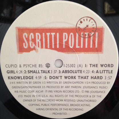 Scritti Politti : Cupid & Psyche 85 (LP, Album, Spe)