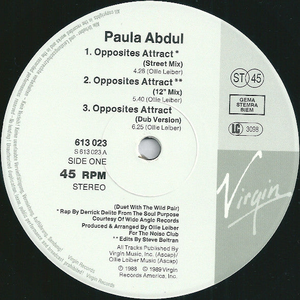 Paula Abdul : Opposites Attract (12", Maxi)