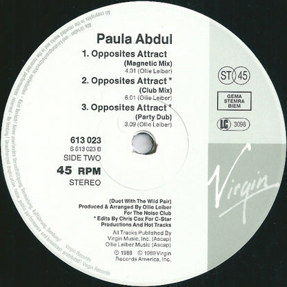 Paula Abdul : Opposites Attract (12", Maxi)