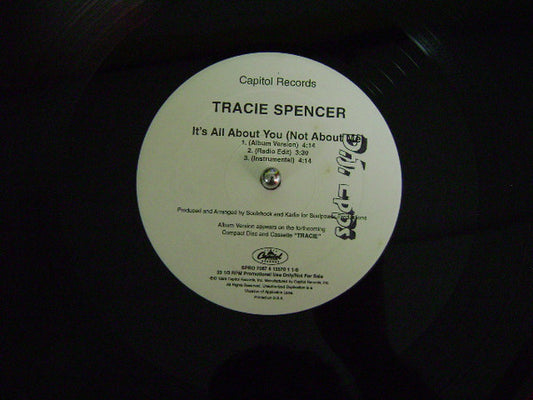 Tracie Spencer : It's All About You (Not About Me) (12", Promo)