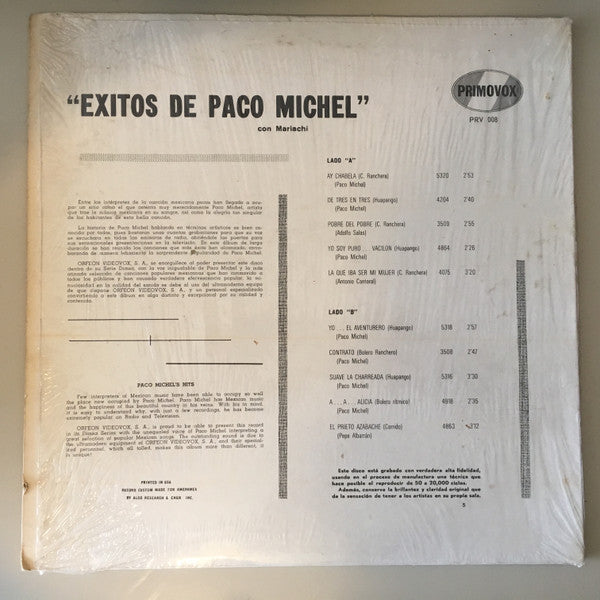 Paco Michel : Exitos De Paco Michel (LP, Comp)