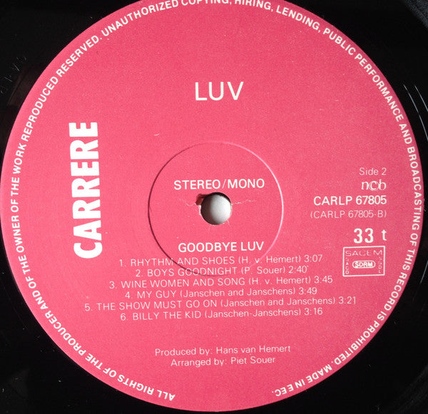 Luv' : Goodbye Luv' (LP, Comp)