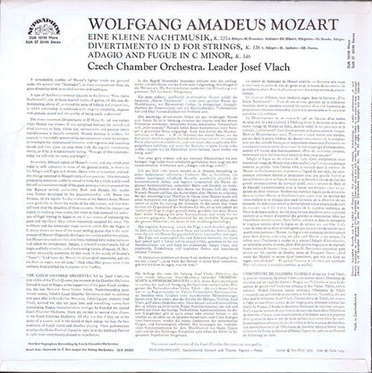 Wolfgang Amadeus Mozart, Czech Chamber Orchestra Leader Josef Vlach : Eine Kleine Nachtmusik / Divermento In D / Adagio And Fugue (LP)