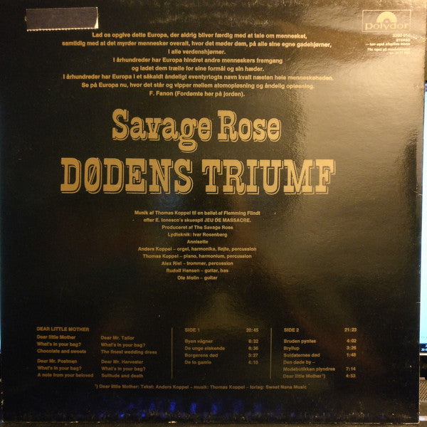 Savage Rose : Dødens Triumf (LP, Album, RE)