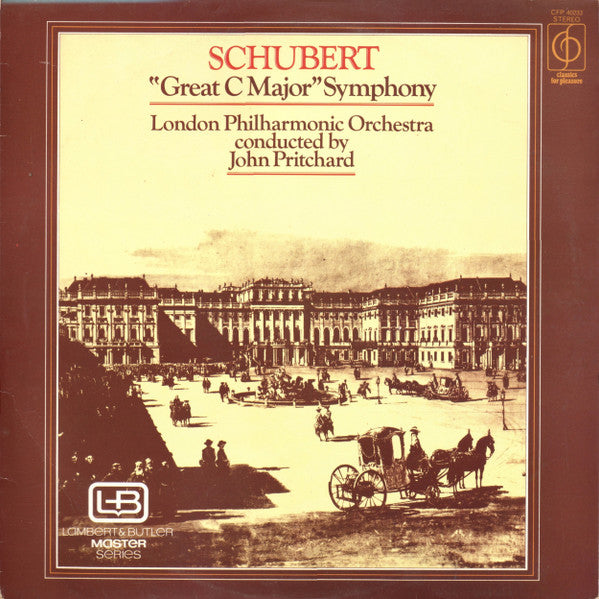 Franz Schubert - The London Philharmonic Orchestra Conducted By John Pritchard : "Great C Major" Symphony (LP)