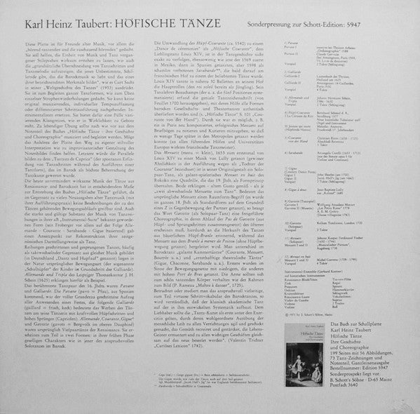 Karl Heinz Taubert : Höfische Tänze (LP)