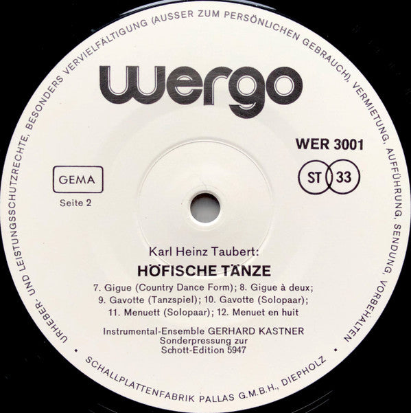 Karl Heinz Taubert : Höfische Tänze (LP)