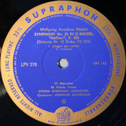 Wolfgang Amadeus Mozart - Wiener Symphoniker • Conductor: Hermann Scherchen • Professorum Conservatorii Pragensis Societas Cameralis : Symphony No. 35 In D Major / Serenade No. 12 In C Minor (LP)