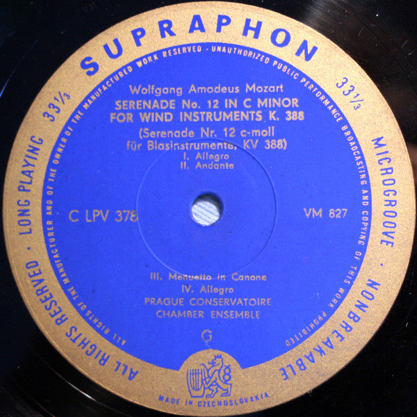 Wolfgang Amadeus Mozart - Wiener Symphoniker • Conductor: Hermann Scherchen • Professorum Conservatorii Pragensis Societas Cameralis : Symphony No. 35 In D Major / Serenade No. 12 In C Minor (LP)