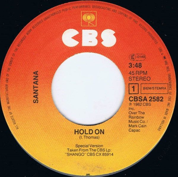 Santana : Hold On (7", Single)