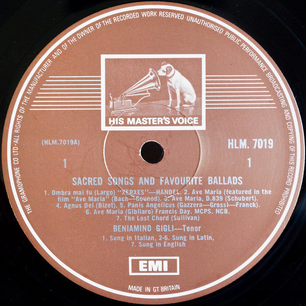 Beniamino Gigli : Sacred Songs And Favourite Ballads (LP, Comp)