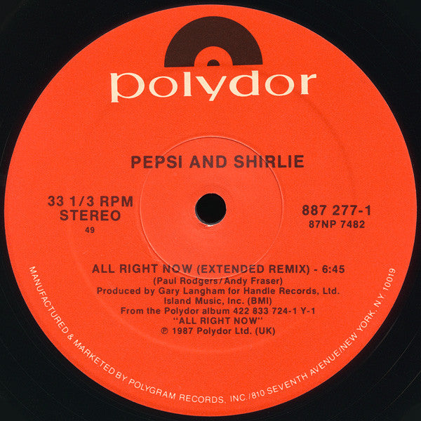 Pepsi & Shirlie : All Right Now (12")