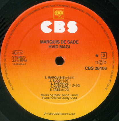 Anne Linnet, Marquis De Sade (7) : Hvid Magi (LP, Album)