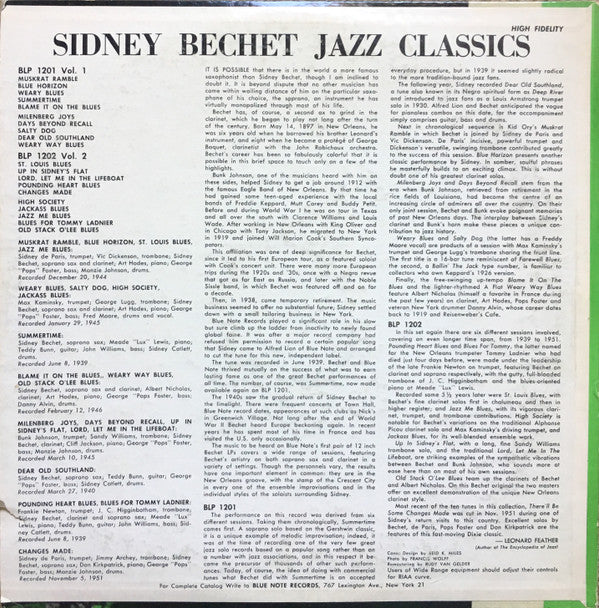 Sidney Bechet : Jazz Classics Volume 2 (LP, Mono)