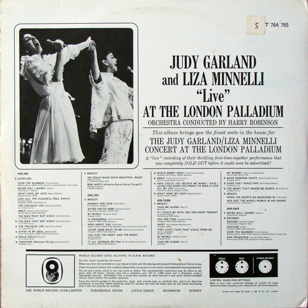 Judy Garland And Liza Minnelli : "Live" At The London Palladium (2xLP, Album, Club, RE, Gat)