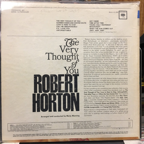 Robert Horton (5) : The Very Thought Of You  (LP, Album, Mono, Promo)