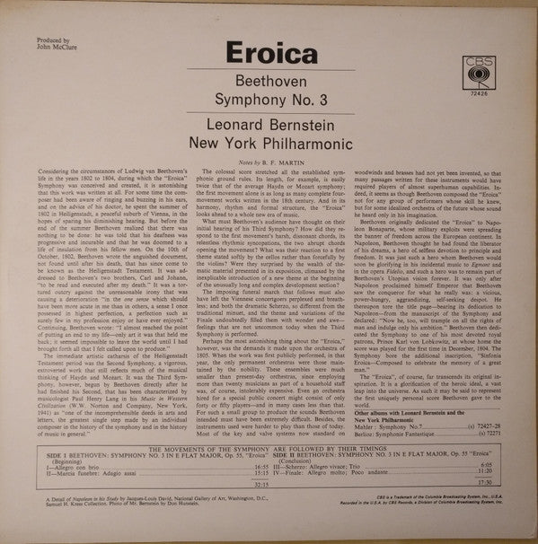 Ludwig van Beethoven - Leonard Bernstein : Eroica (LP + 7")