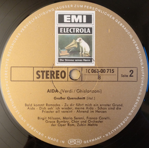 Giuseppe Verdi : Aida (Grosser Querschnitt In Italienischer Sprache) (LP)