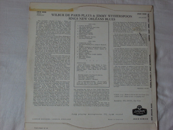 Wilbur De Paris & Jimmy Witherspoon : Wilbur De Paris Plays & Jimmy Witherspoon Sings New Orleans Blues (LP, Album, Mono)