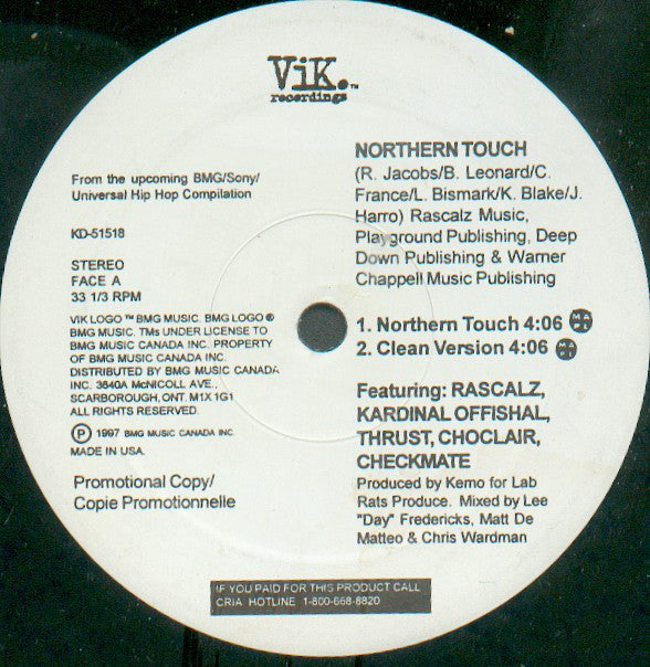 Rascalz, Kardinal Offishall, Thrust (5), Choclair, CheckMate (3) : Northern Touch (12", Promo)