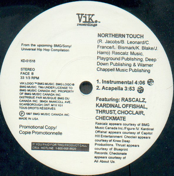 Rascalz, Kardinal Offishall, Thrust (5), Choclair, CheckMate (3) : Northern Touch (12", Promo)