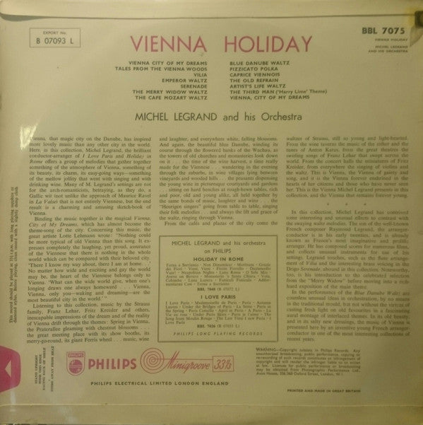 Michel Legrand Et Son Orchestre : Vienna Holiday (LP, Album)