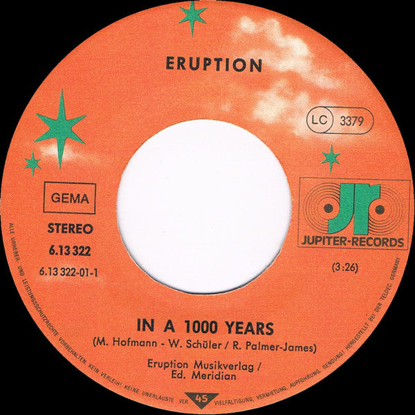 Eruption (4) : In A 1000 Years (7", Single)