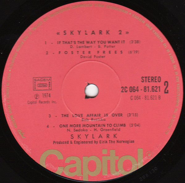 Skylark (3) : Skylark 2 (LP, Album)