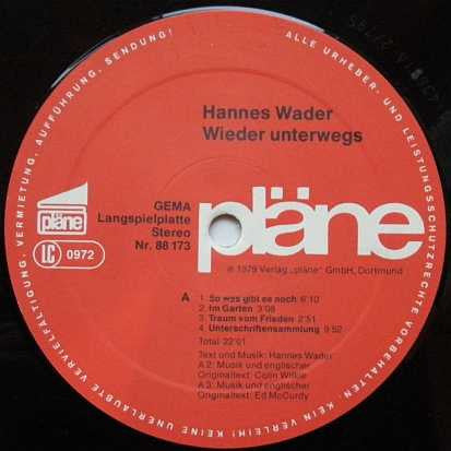 Hannes Wader : Wieder Unterwegs (LP, Album, Gat)