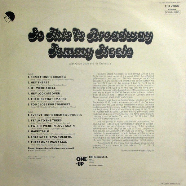 Tommy Steele, Geoff Love & His Orchestra : So This Is Broadway (LP, Album, RE)