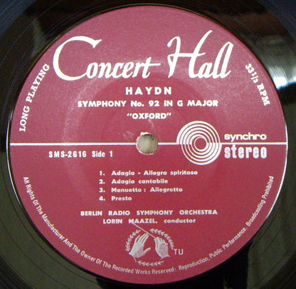 Joseph Haydn, Radio-Symphonie-Orchester Berlin, Lorin Maazel : Symphonie Nr. 92 In G-dur Oxford / Symphonie Nr. 103 In Es-dur Paukenwirbel (LP)