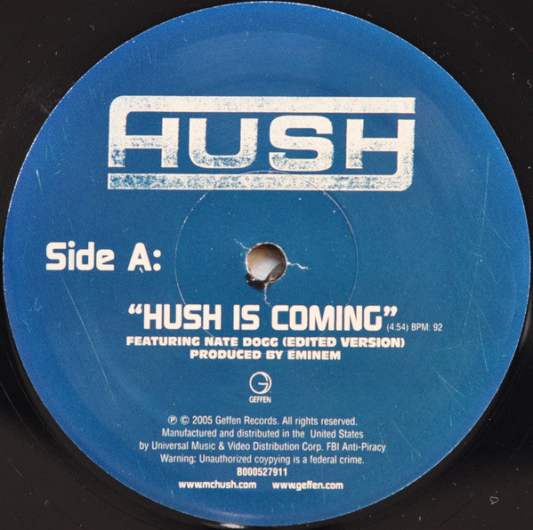 Hush (2) : Hush Is Coming / Let It Breathe / Rock Shit (12", Pro)