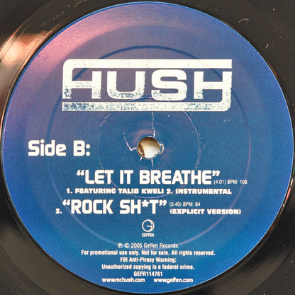 Hush (2) : Hush Is Coming / Let It Breathe / Rock Shit (12", Pro)